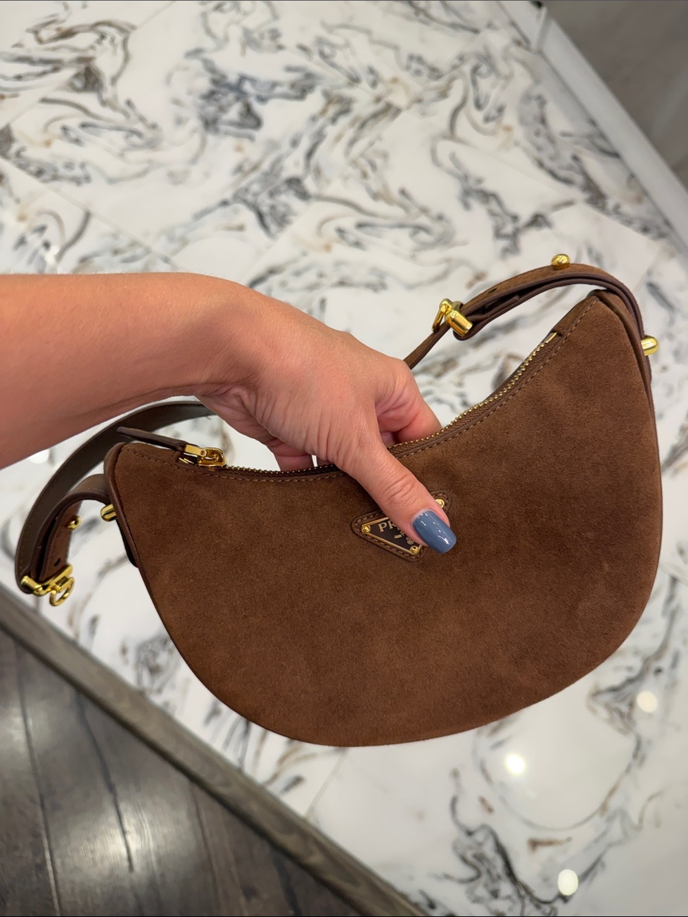 Arque Brown Suede Shoulder/Crossbody Bag with Tassel Charm